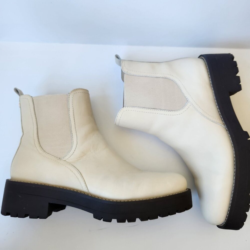 Sam Edelman Justina Lug Sole Chelsea Boots Ivory Winter Outdoors Cabincore - Picture 4 of 11